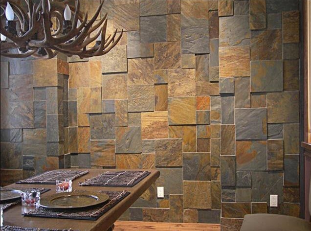 отделка стен сланцем